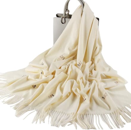Dames Sjaal - Winter Sjaal - Reis Accessoire - Groot Formaat - 70% Polyester - Wit