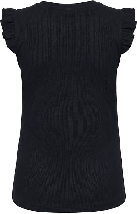 Studio Untold - Dames - Ribshirt slim shape mouwvolant - Zwart - Maat 58+