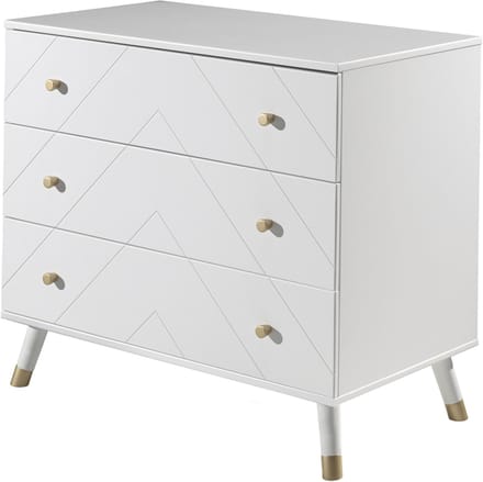 Commode Billy 100x57x89cm 3 Lades - Wit/goud
