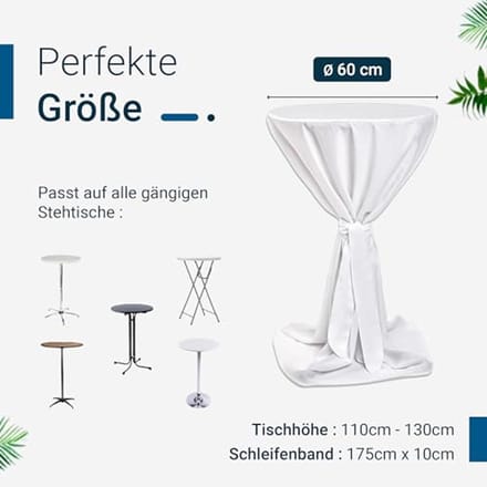 Statafelhoezen voor bistrotafel - Premium kwaliteit 60 cm - Wit