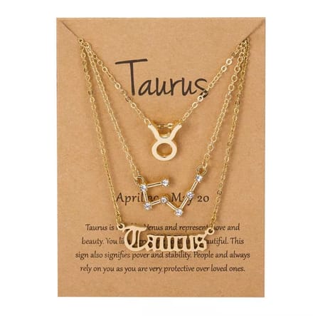 Taurus - Stier Zodiac Kettingen Set - Verguld - 3 Stuks - EmmyRovi
