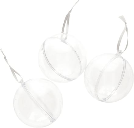 Gerimport DIY kerstballen - 3x st - D8 cm - doe het zelf hobby kerstballen - transparant
