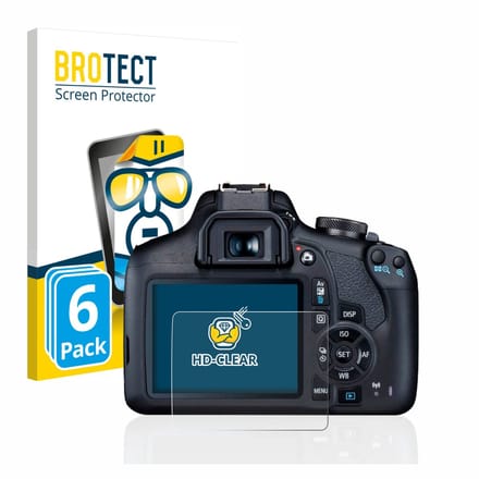 BROTECT - Screenprotector voor Canon EOS 2000D - Folie Beschermfolie transparant 6 Stuks