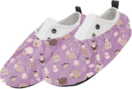 FEROCITY - Schoenovertrekken - Antislip, herbruikbaar - Unisex - Kinder - EU 25-30 - Polyester - Beige Schapen