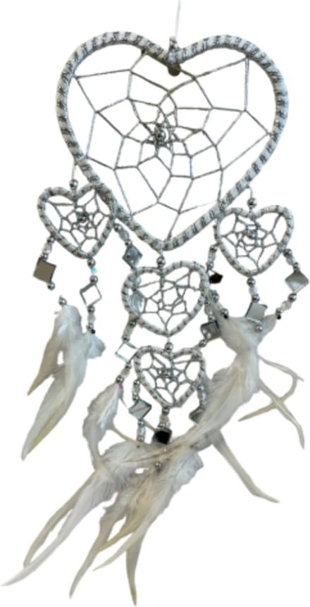 Dromenvanger hartje met spiegels - wit - 11 cm - Dreamcatcher