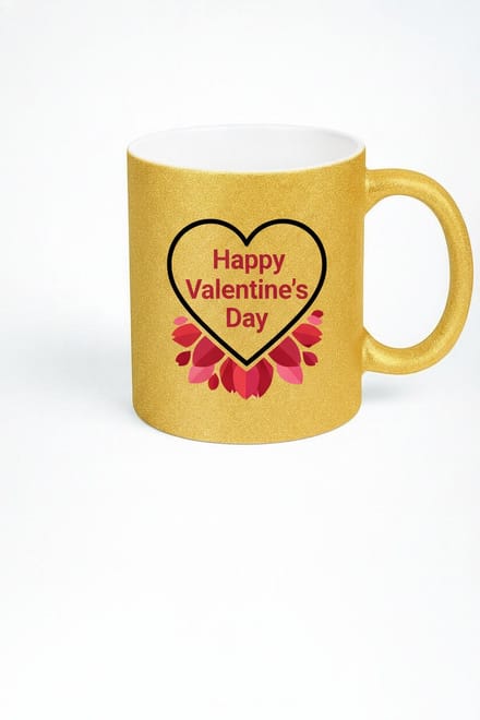 Glitter Gouden Valentijnsdag Mok - Happy Valentine's Day Hart Beker Cadeau