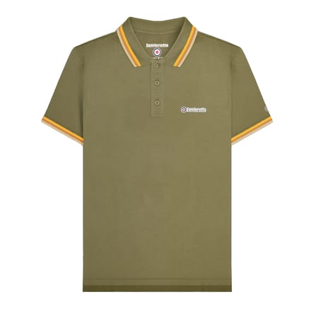 Lambretta Heren SS25 Drievoudig Getipte Poloshirt (Khaki Groen)