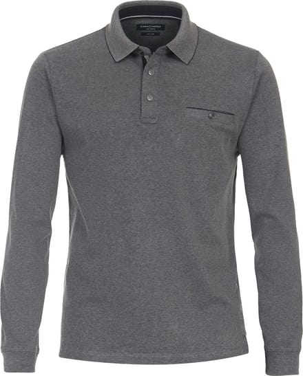 CASAMODA Polo Long Sleeves Grijs - Maat S - Heren - Longsleeve polo