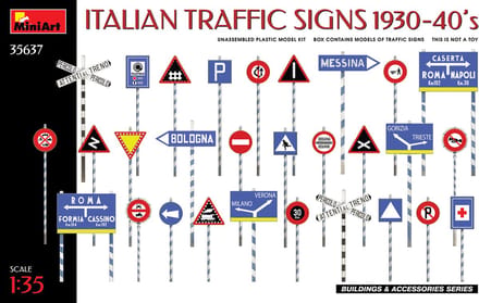 MiniArt Modelbouwpakket Militaire voertuigen - 35637 Italian Traffic Signs 1930-40s Plastic - 1:35 - Modelbouw
