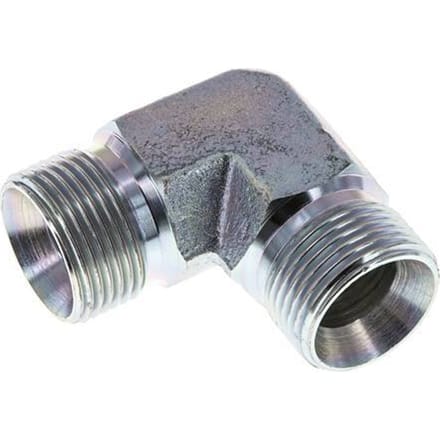 90° L-Koppeling G3/4" Hoge Druk Staal  60° Conus 325bar Hydrauliek