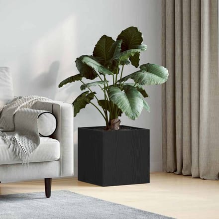 vidaXL Bloempot Box Zwart Eiken 40 x 40 x 40 cm Bewerkt hout