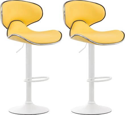 CLP Las Vegas Set van 2 barkrukken - Kunstleer geel wit