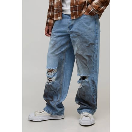 Dirty Wash Gescheurde Knie Relaxed Fit Jeans | Light Wash | Size 30
