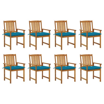 vidaXL - Tuinstoelen - 8 - st - met - kussens - massief - acaciahout