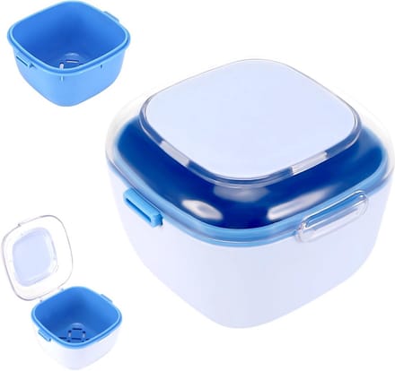 Prothesedoos - Kunstgebit houder - Veilig bewaren - Dubbellaags ontwerp - 9.7 cm - Blauw