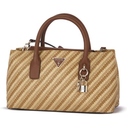 GUESS Handtas Schoudertas Simona Satchel Bag Natural / Cognac Lichtbruin