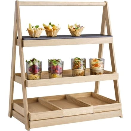 GGM Gastro Etagère - VALO - 3-stufig - Eckig - Eichenholz - Höhe: 640mm