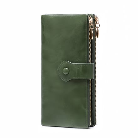 Dubbele portemonnee - Grote capaciteit - Dubbele ritssluiting en gesp - Multifunctioneel - 9,5*19*1,5 cm - Groen - 1 stuk