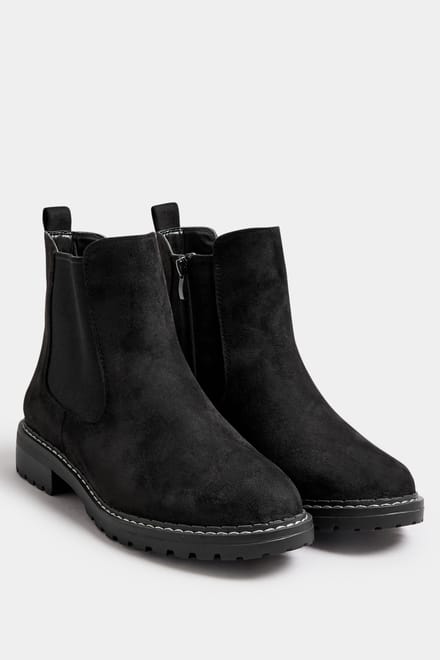 Yours Zwarte Chelsealaarzen Van Imitatiesuède Met Extra Brede Eeepasvormsize 39EEE
