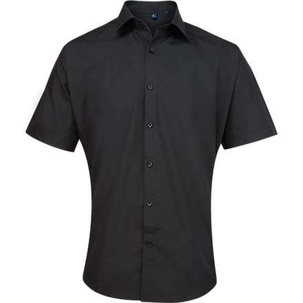 Premier Heren Supreme Heavy Poplin Short Sleeve Work Shirt (Zwart)