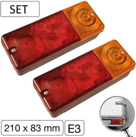 ProPlus Driekamer aanhangwagen achterlicht - 210 x 83 mm - Compleet unit - Set van 2 stuks