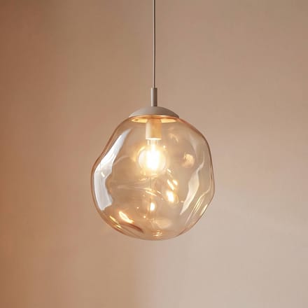 TK Lighting Hanglamp Lava, Ø 35 cm, E27, zand/cognac, glas