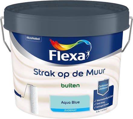 Flexa - Strak Op De Muur Buiten Zijdemat - Aqua Blue - Mengverf - 2,5 L
