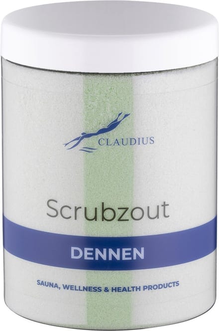 Scrubzout Dennen in handige pot - 1250 gram - met witte deksel - Hydraterende Lichaamsscrub