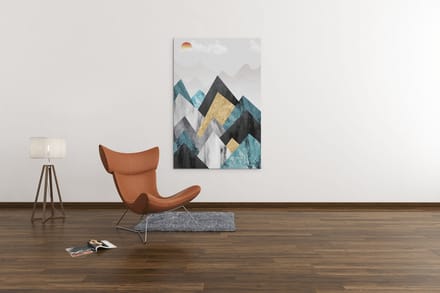 Canvas Schilderij - Abstract Bergen - Kunst - Wanddecoratie - 60x40x2 cm
