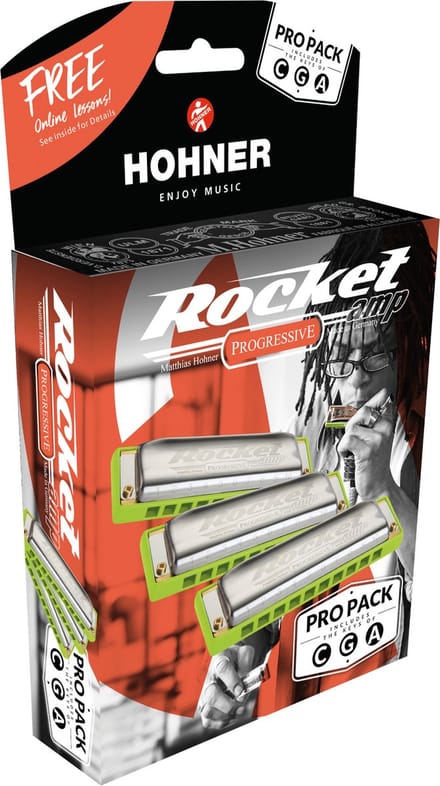 Hohner Rocket-amp C/G/A Pro Pack mondharmonica set van 3