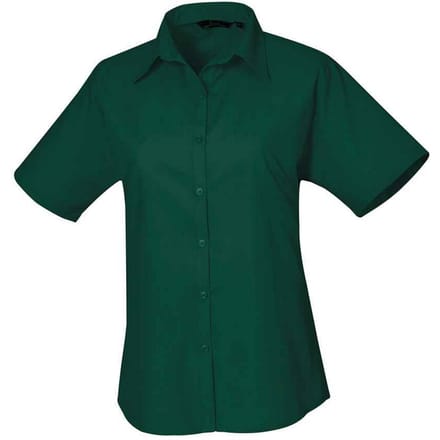 Premier Dames/Dames Popeline Blouse met Korte Mouwen (Fles groen)