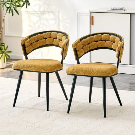 REDOM Eetkamerstoelen Set Van 2 - Ergonomische Rugleuning - Modern - Metaal en Fluweel - Zwart Geel