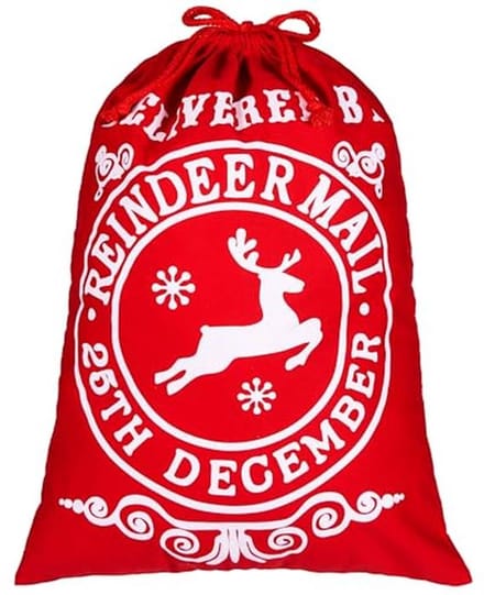 Grote Herbruikbare Jute Kersttas met Trekkoord voor Cadeaus en Feestgeschenken