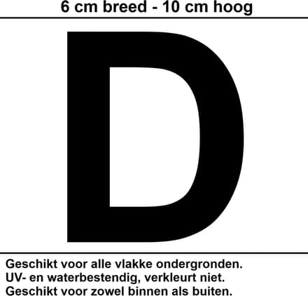 Huisnummer Sticker | Letter D | 10 CM ZWART | Container Sticker | Letter Stickers