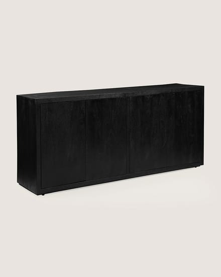 Dressoir 200 cm Mangohout – 4 Deuren – Zwart – Landelijk