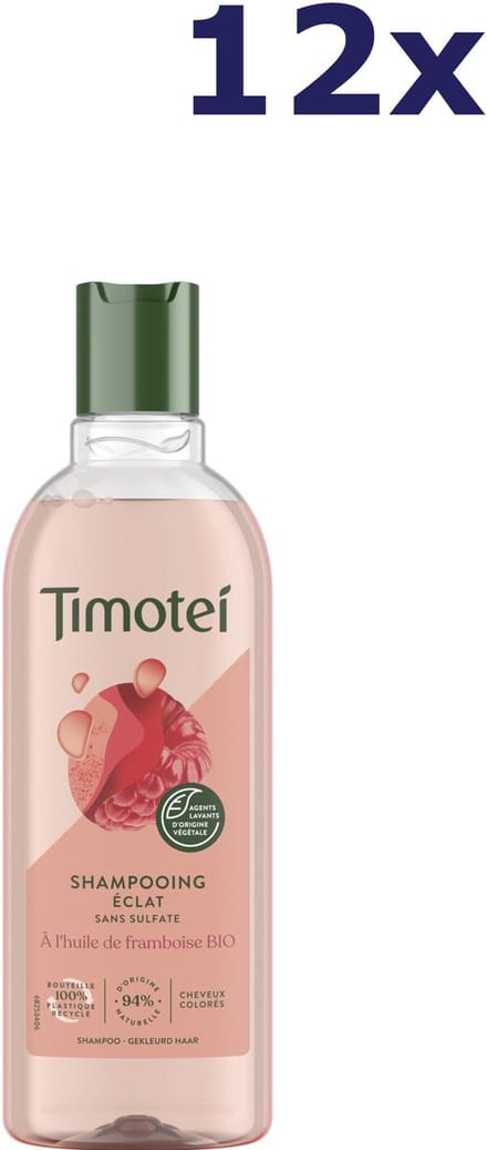 12x Timotei Frambozenolie shampoo voor gekleurd haar 300ml