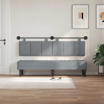 vidaXL - Hangend - hoofdbord - Lichtgrijs - Stof