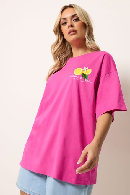 Yours Roze Citroen Graphic Relaxed Tshirt Size 42