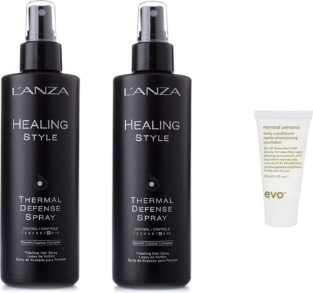 2x L'Anza Healing Smooth - Thermal Defense Spray - Haarspray + WILLEKEURIG Travel Size