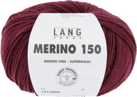 Lang Yarns Merino 150 - 63 donkerrood - Merinowol Garen