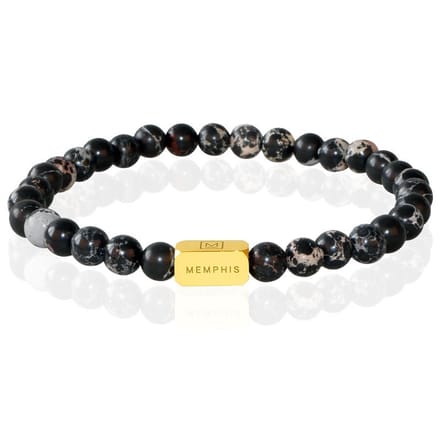 Memphis Kralen Armband Imperial Jasper Edelstaal Kraal Goudkleurig -21cm