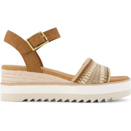 TOMS Diana Wedge Leer Dames Donker Beige Sandalen