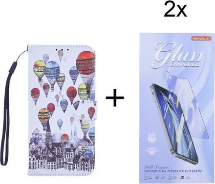 Oppo A73 Bookcase hoesje met print - Air Balloon met 2 stuks Glas Screen protector
