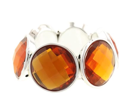 Behave - Elastische armband met cognackleurige stenen - feestlook