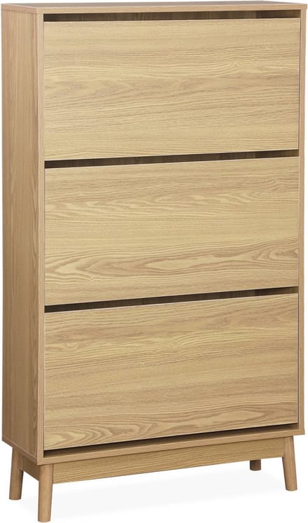 sweeek - Schoenenkast met 3 kleplades houtlook 75cm - dune