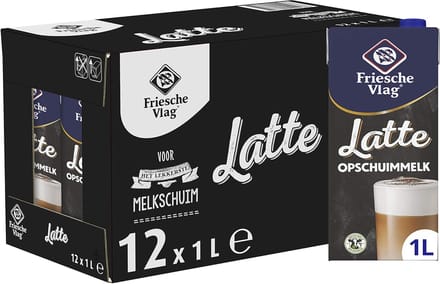 Friesche Vlag Latte – Opschuimmelk – Houdbaar – 12 x 1 L – Voordeelverpakking