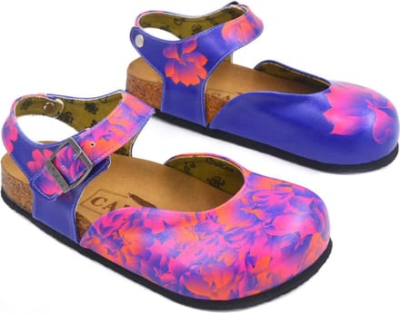 GOBY Clogs met Bloemenprint – Handgemaakt – Premium Kwaliteit – Maat 35