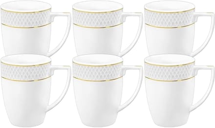 Wilmax England Porseleinen Kop Wit Gouden Rand 6-delig 450ml