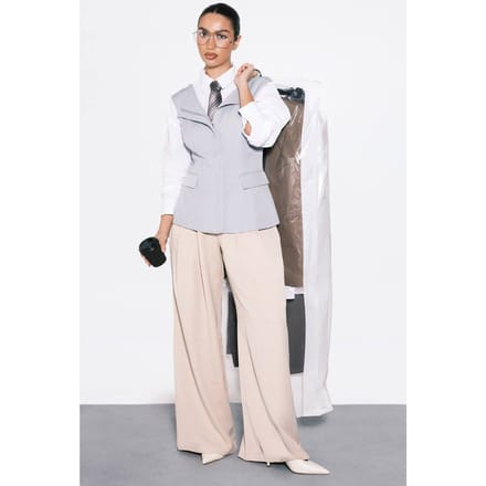 Dames Boohoo Basics Gesneden Wijde Pijpen Broek | Taupe | Maat: 14