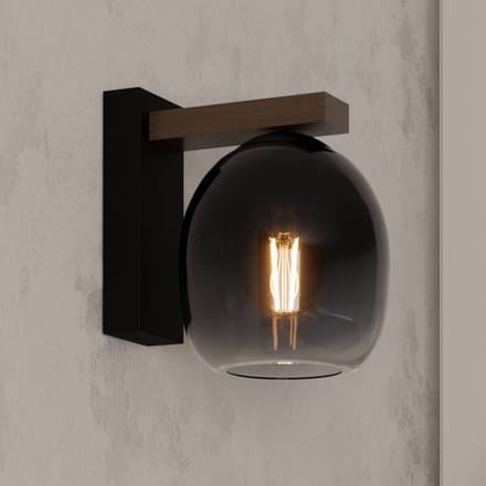 EGLO Filago Wandlamp - E27 - 20 cm - Bruin|Zwart - Glas
